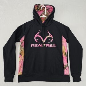 Realtree Edge Women's Black Hoodie Pink Camouflage Accents Size Small